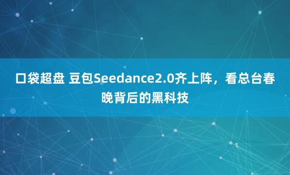 口袋超盘 豆包Seedance2.0齐上阵，看总台春晚背后的黑科技